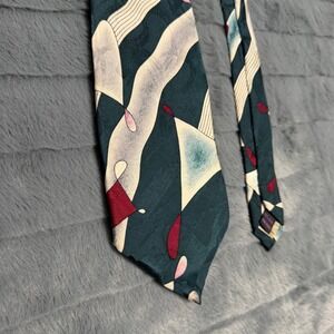 Valentino Rudy Necktie Mens OS Teal Green Abstract Geometric Silk Italy Design